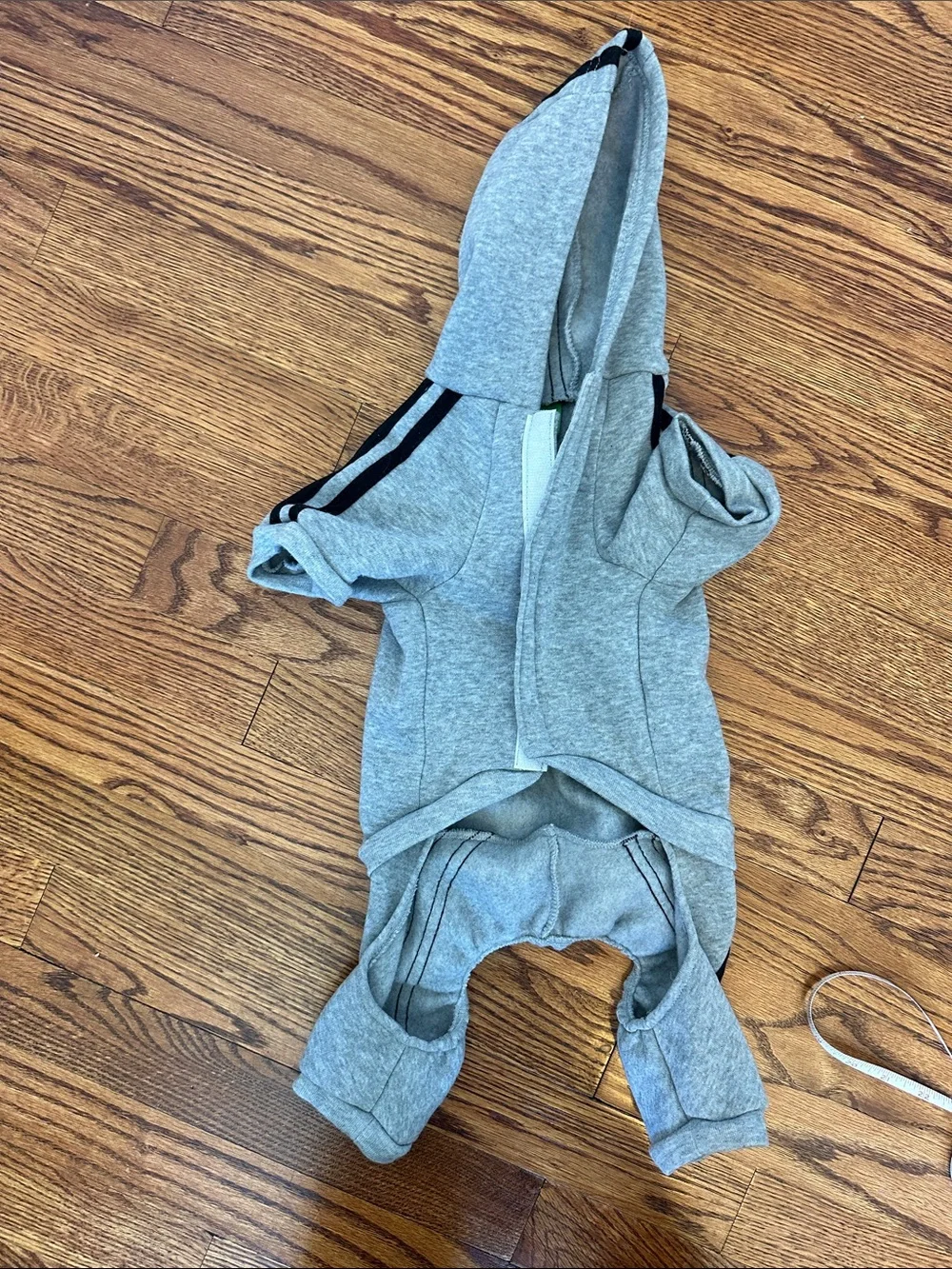 Dog Gray Hoodie Jumpsuit with Black Stripe Accent - 
